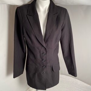 Accomplice lightweight longline black button front blazer